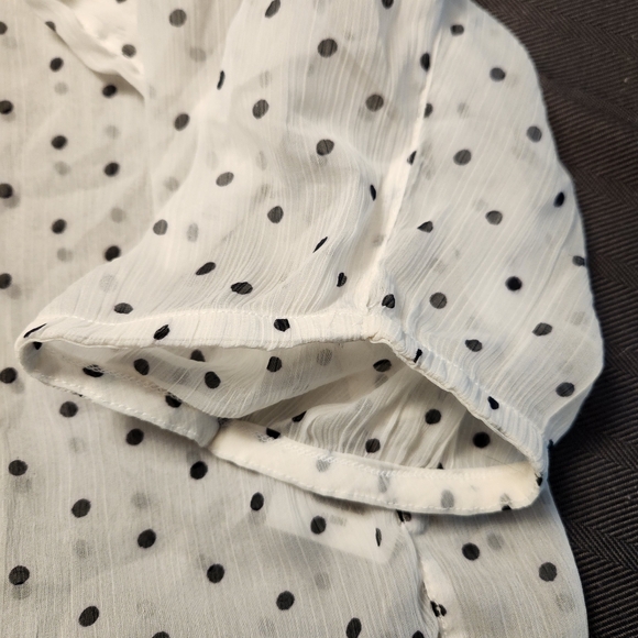 Denver Hayes Woman's 2XL Sheer Black on White Polka Dot Blouse - Picture 3 of 5